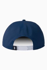 Men's 6-Panel High Crown Snapback Cap - Navy/White Logo - One Size Navy & White